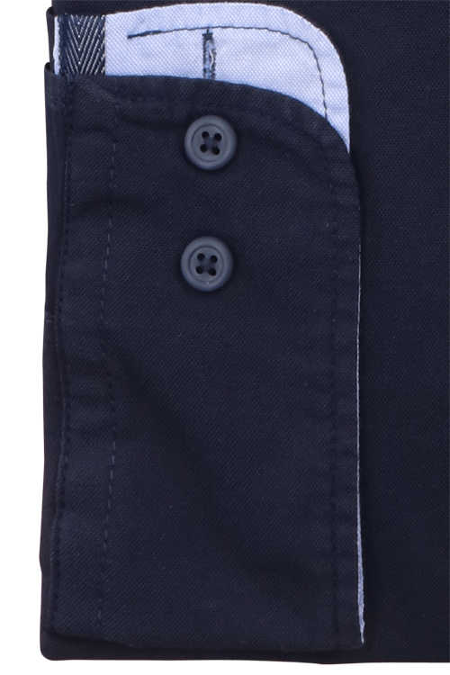HATICO Regular Fit Hemd Langarm Button Down Kragen Struktur nachtblau