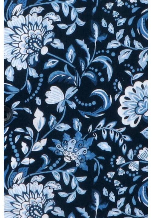 MARVELIS Modern Fit Hemd extra langer Arm New Kent Kragen Blumenmuster blau