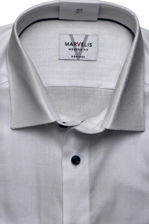 MARVELIS Modern Fit Hemd Langarm New Kent Kragen Struktur weiß