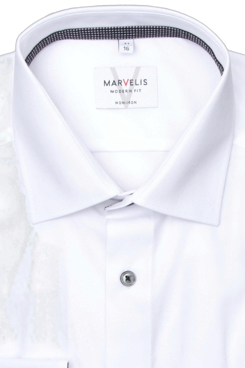 MARVELIS Modern Fit Hemd Langarm New Kent Kragen wei