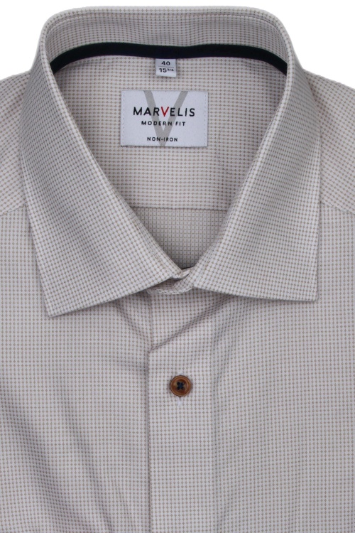 MARVELIS Modern Fit Hemd Langarm New Kent Kragen Muster gelb