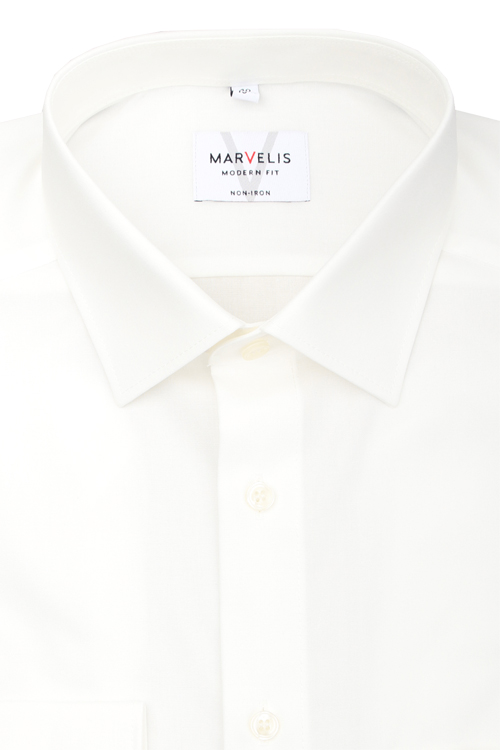 MARVELIS Modern Fit Hemd Langarm mit Brusttasche Popeline beige