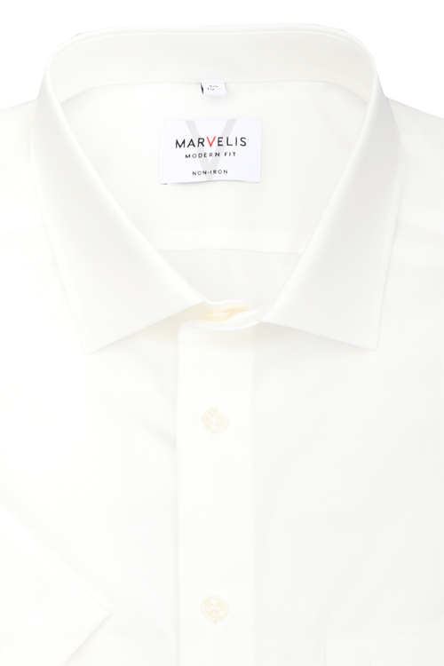 MARVELIS Modern Fit Hemd Halbarm New Kent Kragen beige