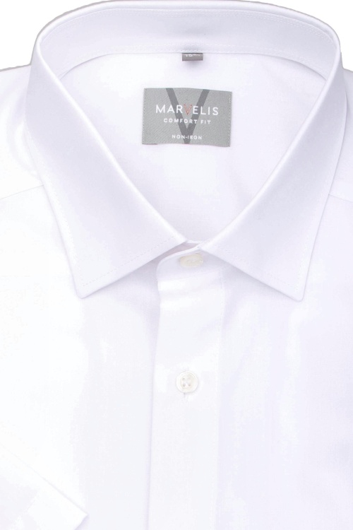 MARVELIS Comfort Fit Hemd Halbarm mit Brusttasche weiß