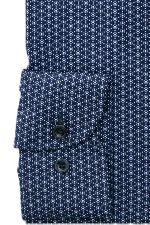 MARVELIS Modern Fit Hemd extra langer Arm New Kent Kragen Muster dunkelblau