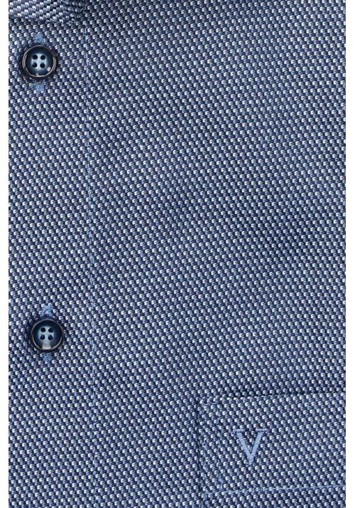 MARVELIS Modern Fit Hemd Halbarm New Kent Kragen Muster dunkelblau