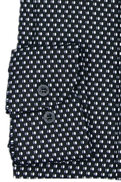 MARVELIS Modern Fit Hemd extra langer Arm New Kent Kragen Muster schwarz