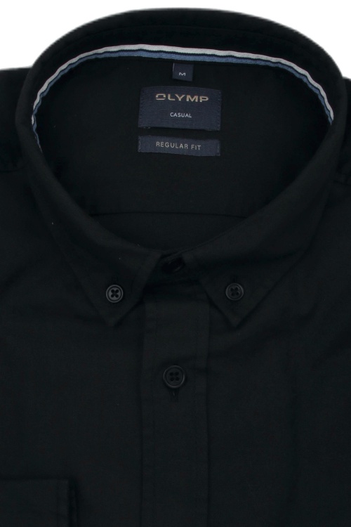 OLYMP Casual Regular Fit Hemd Langarm Button Down Kragen Oxford schwarz