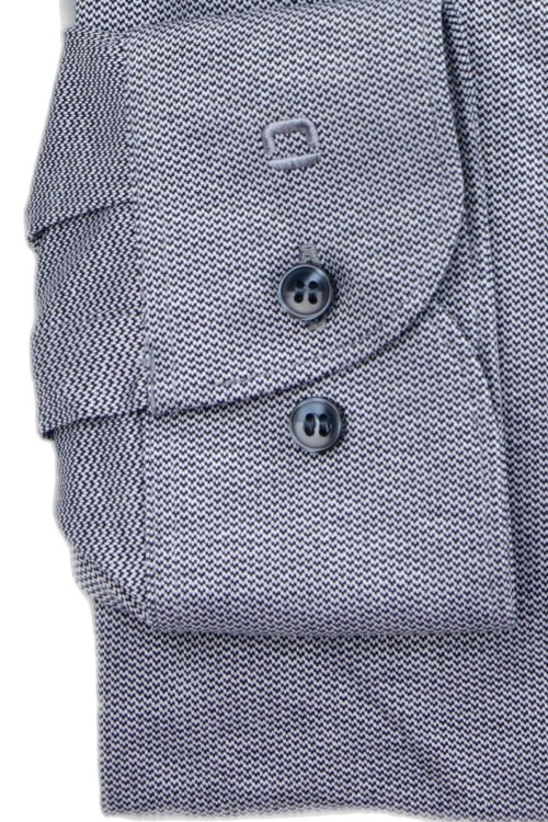 OLYMP Level Five 24/Seven body fit Hemd extra langer Arm Haifischkragen Jersey Muster blau