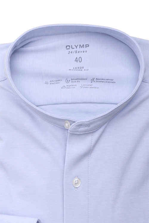 OLYMP Luxor 24/Seven modern fit Hemd Langarm Stehkragen blau