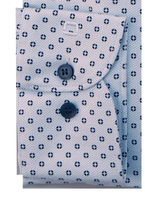 OLYMP Level Five 24/Seven body fit Langarm Haifischkragen Jersey Muster blau