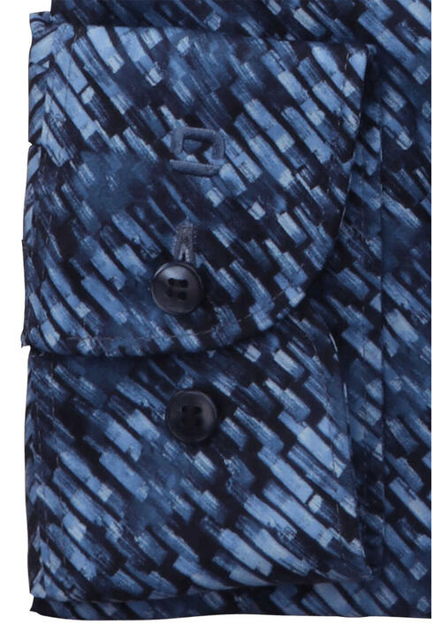 OLYMP Level Five body fit Hemd Langarm New Kent Kragen Muster blau