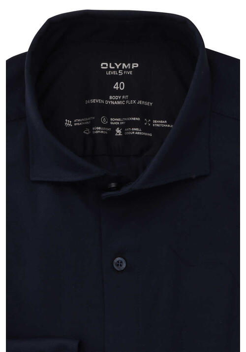 OLYMP Level Five 24/Seven body fit Hemd extra langer Arm Jersey Stretch nachtblau