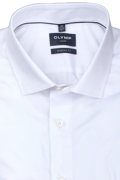 OLYMP Luxor modern fit Hemd extra kurzer Arm Haifischkragen weiß