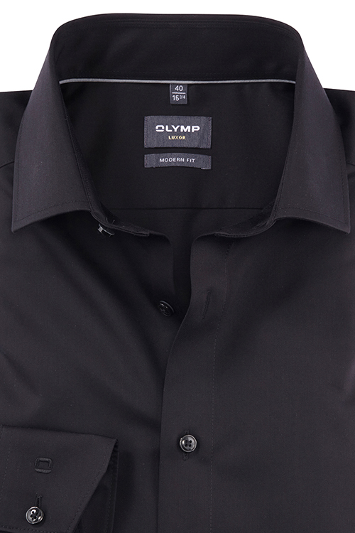 OLYMP Luxor modern fit Hemd extra kurzer Arm Haifischkragen schwarz