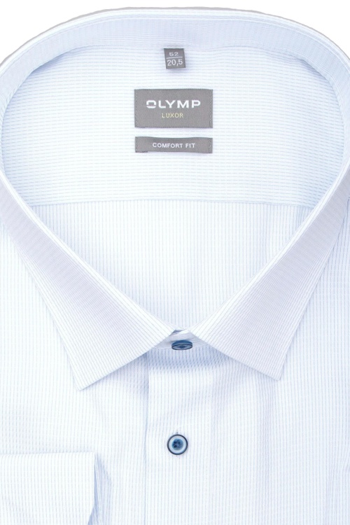 OLMYP Luxor comfort fit Hemd Langarm New Kent Kragen Muster wei