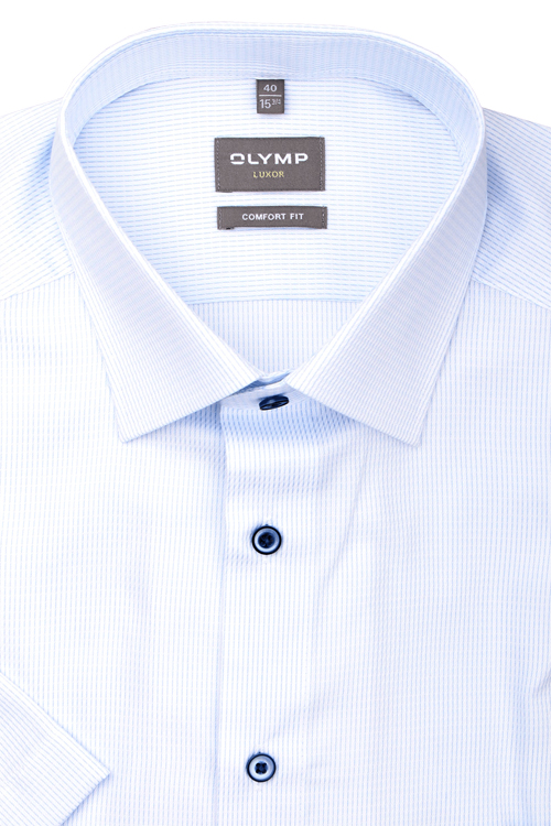 OLMYP Luxor comfort fit Hemd Halbarm New Kent Kragen Muster wei