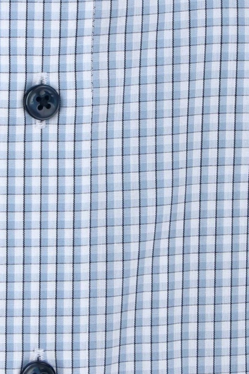 OLYMP Modern Fit Hemd Halbarm Button Down Kragen Karo blau