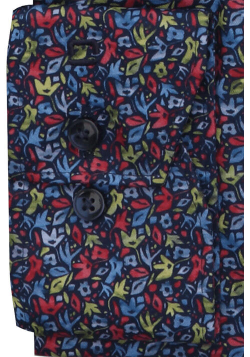 OLMYP Luxor modern fit Hemd Langarm Haifischkragen Muster navy