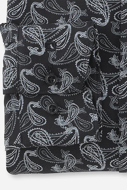OLYMP Luxor Modern Fit Hemd Langarm New Kent Kragen Muster schwarz
