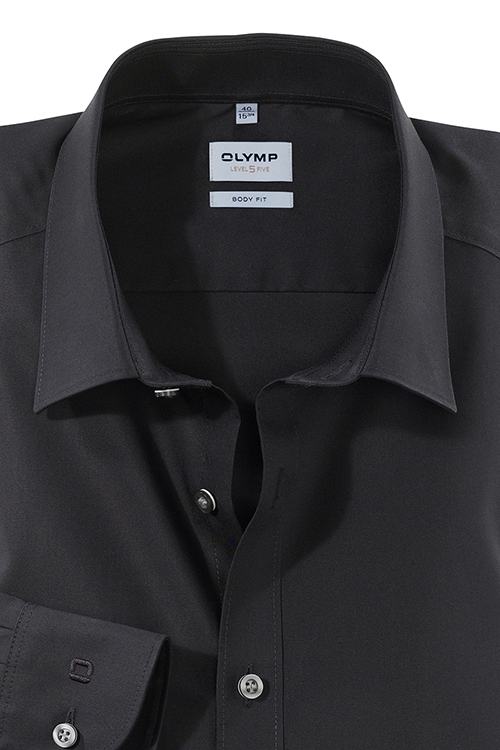 OLYMP Level Five body fit Hemd extra langer Arm Stretch schwarz