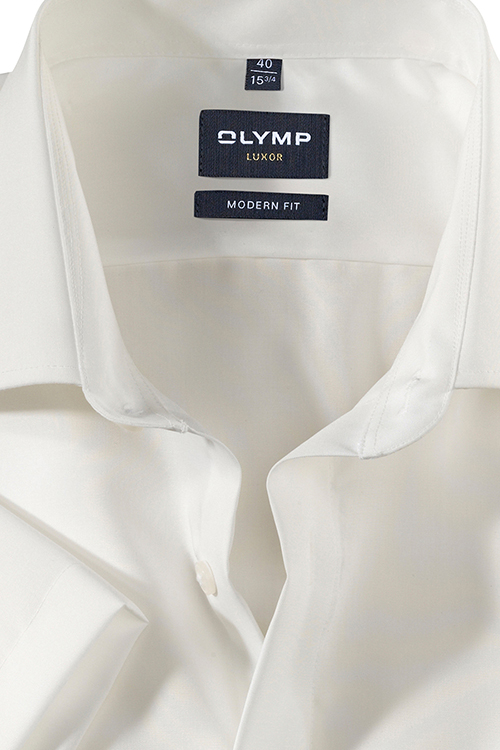 OLYMP Luxor modern fit Hemd Halbarm mit New Kent Kragen Popeline beige