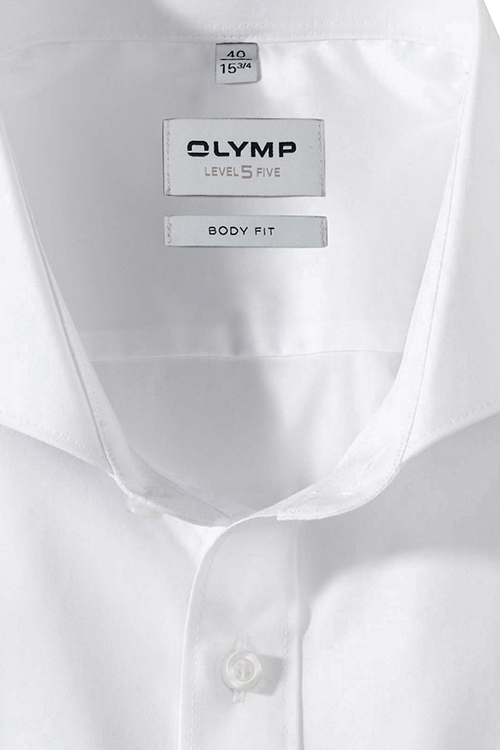 OLYMP Level Five body fit Hemd Langarm wei ohne Manschettenknopf