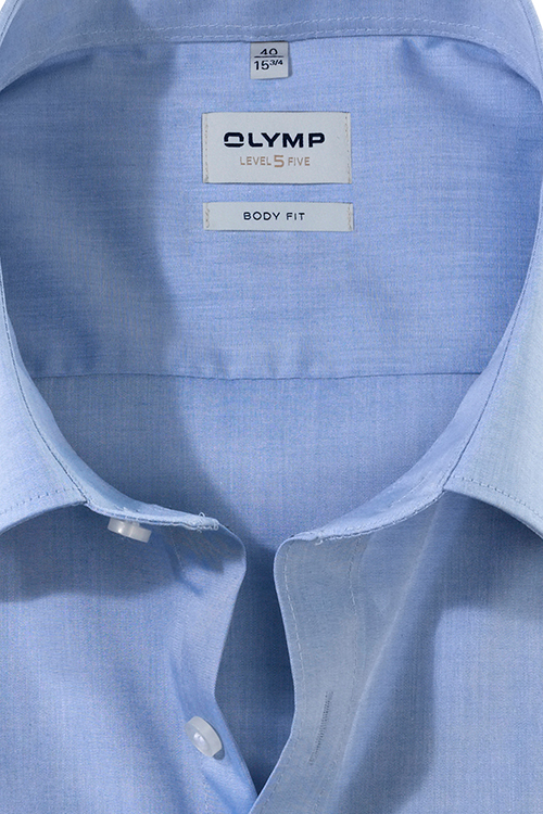 OLYMP Level Five body fit Hemd Langarm mit New Kent Kragen hellblau