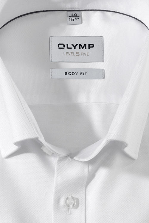OLYMP Level Five body fit Hemd Langarm Under Button Down Kragen Struktur wei