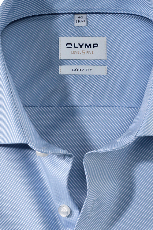 OLYMP Level Five body fit Hemd extra langer Arm Streifen hellblau