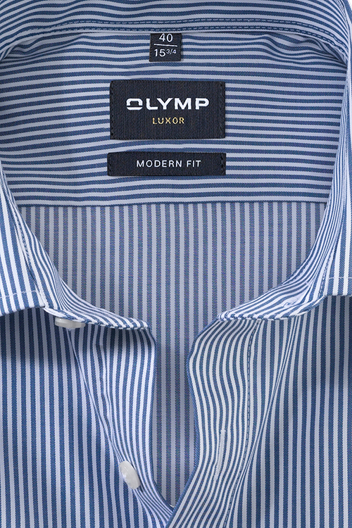 OLYMP Luxor modern fit Hemd Langarm Streifen dunkelblau