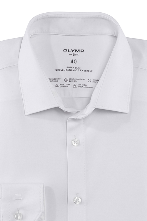 OLYMP No. Six 24/Seven super slim Hemd Langarm Jersey Stretch weiß