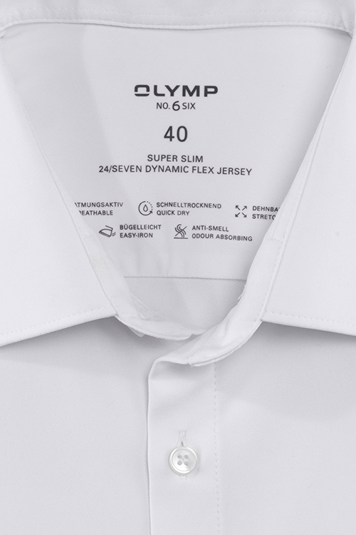 OLYMP No. Six 24/Seven super slim Hemd Langarm Jersey Stretch weiß