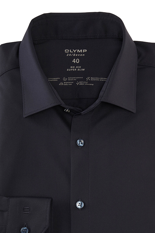 OLYMP No. Six 24/Seven super slim Hemd Langarm Jersey Stretch blau