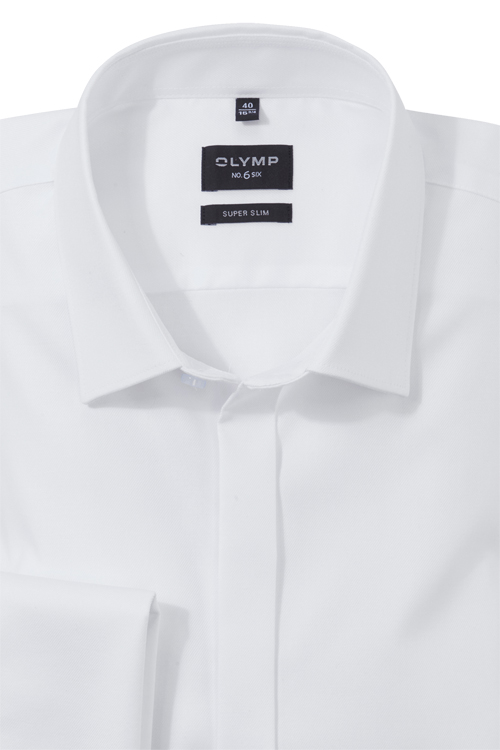 OLYMP No. Six super slim Gala Hemd Langarm Twill wei