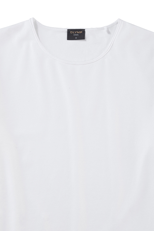 OLYMP Regular Fit T-Shirt Halbarm Rundhals Baumwolle Stretch Jersey wei