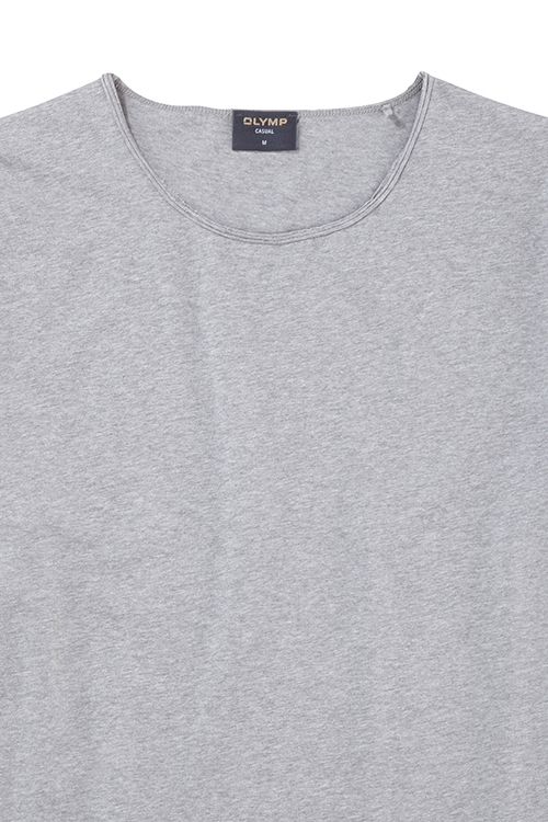 OLYMP Regular Fit T-Shirt Halbarm Rundhals Baumwolle Stretch Jersey grau