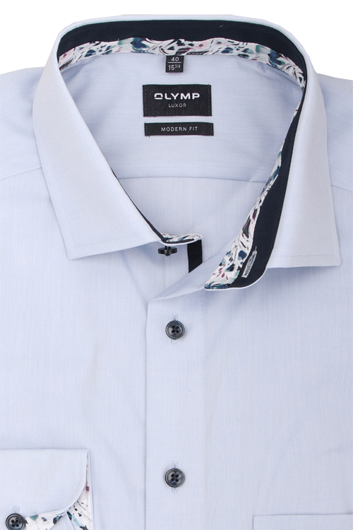 OLYMP Luxor modern fit Hemd extra kurzer Arm Haifischkragen hellblau