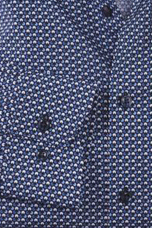 OLYMP Luxor modern fit Hemd Langarm Haifischkragen Muster dunkelblau