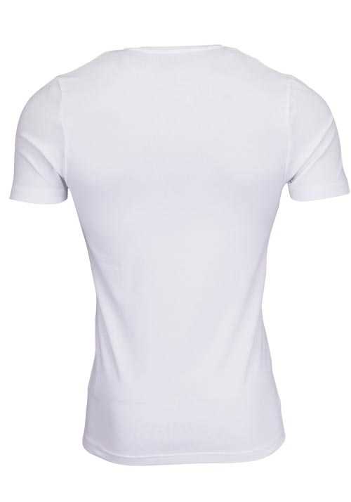 OLYMP T-Shirt Level Five body fit tiefer V-Ausschnitt weiß