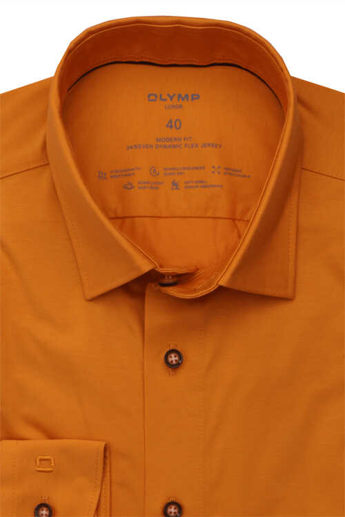 OLYMP Luxor 24/Seven modern fit Hemd Langarm Jersey Stretch senfgelb
