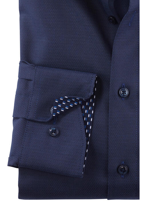 OLYMP Luxor modern fit Hemd extra langer Arm New Kent Kragen Struktur navy