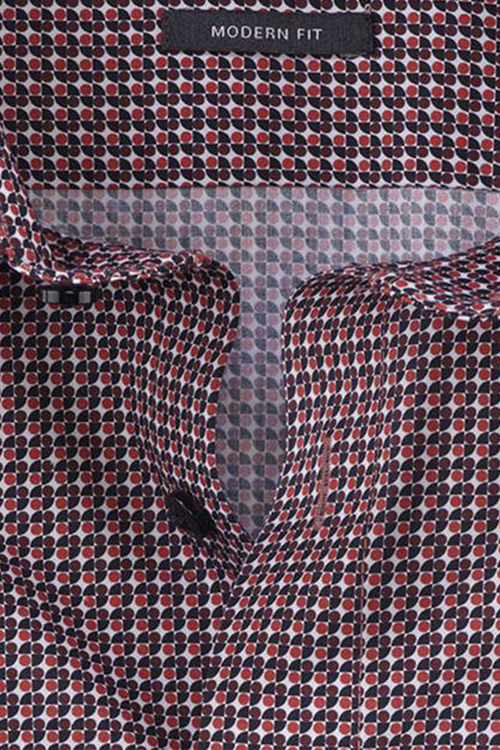 OLYMP Luxor Modern Fit Hemd extra langer Arm New Kent Kragen Muster rot