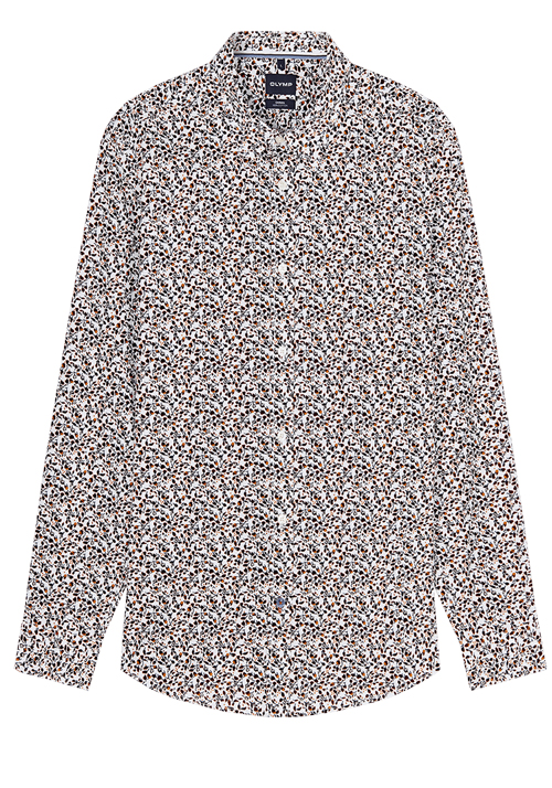 OLYMP Casual Hemd Langarm New Kent Kragen Muster wei�