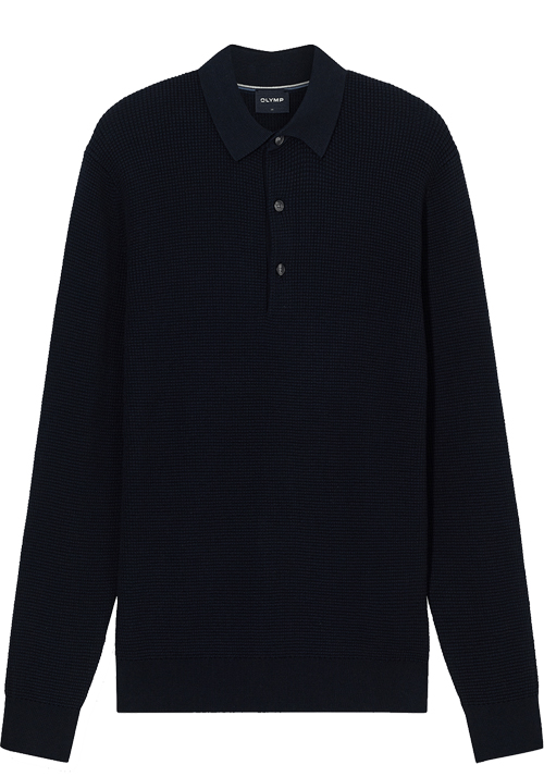 OLYMP Casual Polo Halbarm Polokragen Strick nachtblau