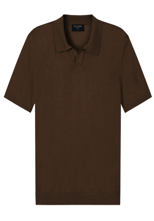 OLYMP Casual Polo Halbarm Polokragen Strick schwarzbraun