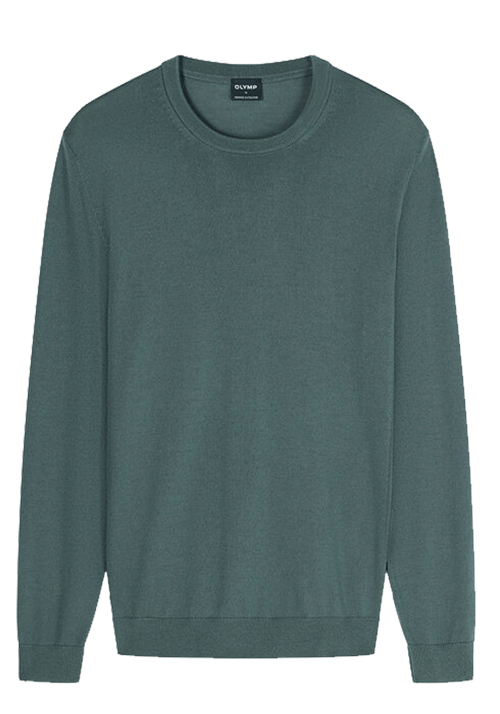 OLYMP Casual Stick Pullover Rundhals extrafeine Merinowolle gr�n