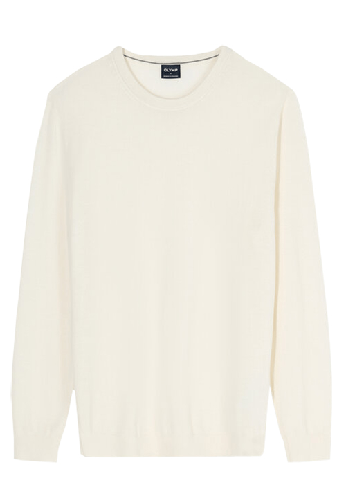OLYMP Casual Stick Pullover Rundhals extrafeine Merinowolle wei�