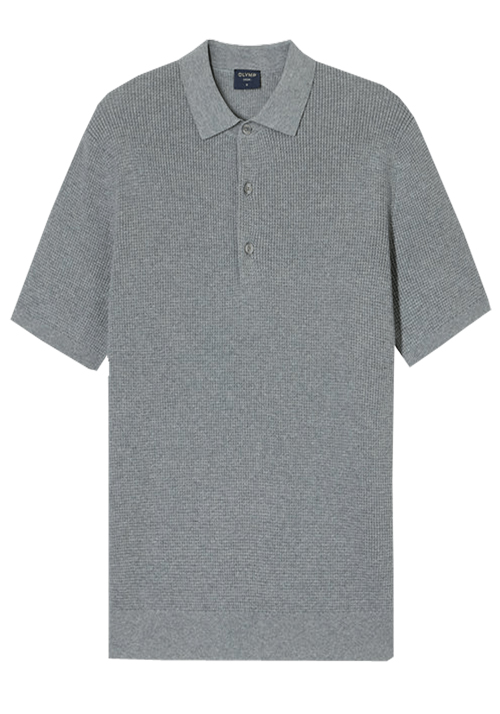 OLYMP Casual Strick Polo Halbarm gekn�pfter Polokragen Strick grau