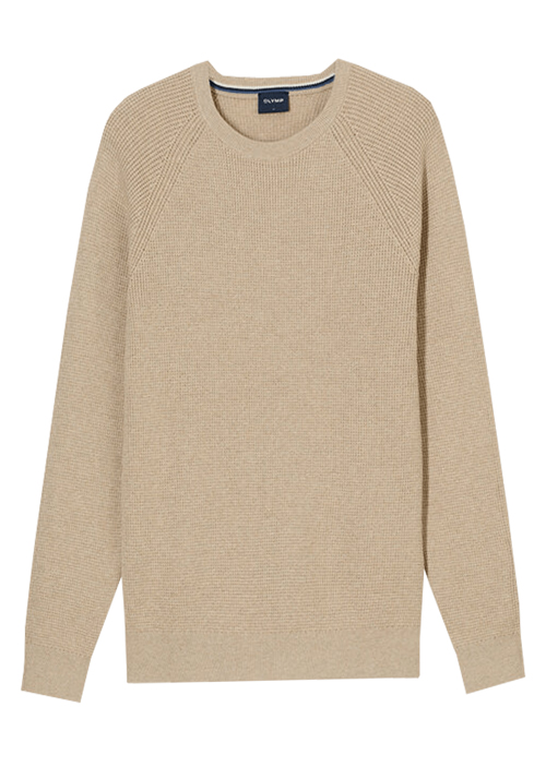 OLYMP Casual Strick Pullover Langarm Rundhals Strick beige